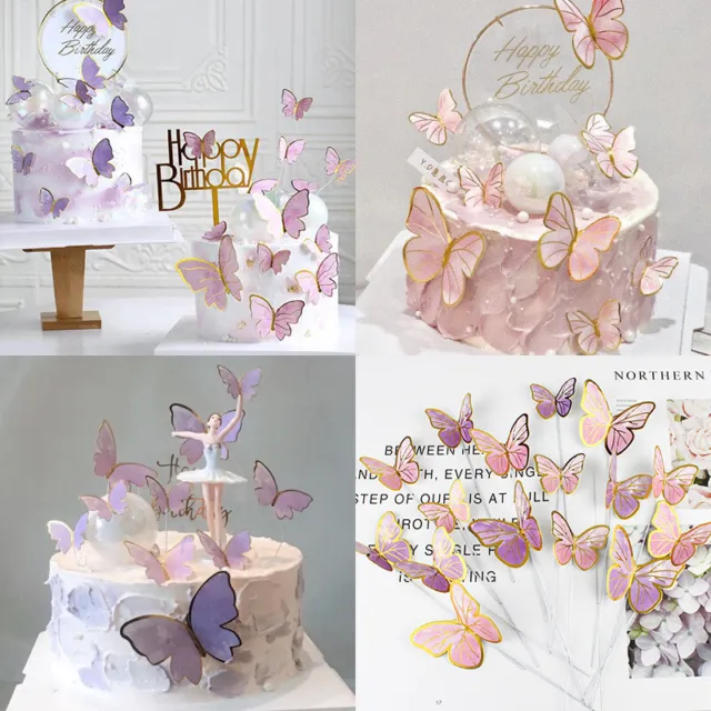 10 piezas/juego de tapas para pasteles de mariposa suministros para hornear pasteles de cumpleaños@