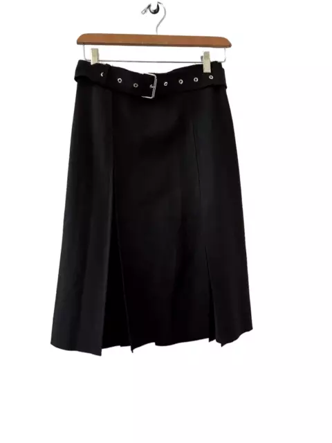 Helmut Lang Pleated Virgin Wool Blend Kilt Skirt Women’s Black Size 0