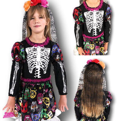 Le ragazze giorno dei morti Costume Bambini Halloween Scheletro Costume SUGAR SKULL