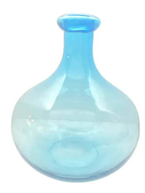 Hand Blown Large Aqua Blue Bubble Bottle Vase
