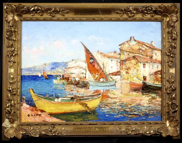 Henri Olive (1898-1980) Large Signed French Impressionist Oil Panel - Martigues