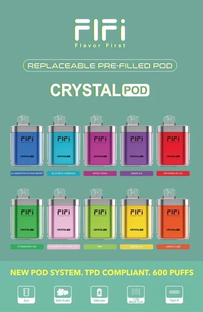 FIFI CRYSTAL  Prefilled Vape Pod Kit with 500mAh Battery 2ml 20MG Ecig Kit TPD