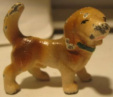 Old Miniature Cast Iron Puppy Dog for Doll Dollhouse or Christmas Putz Village