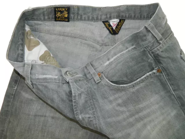 Lucky Brand Slim Bootleg Button Fly Denim Gray Jeans Tag 36 measured Size 35x32