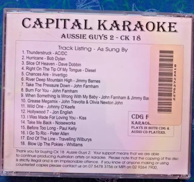 Capital Karaoke CDG 018 - Aussie Guys