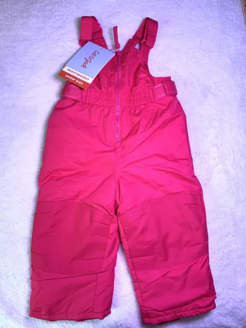 Cat & Jack Toddler Girls Pink Fleece Bodice Adjustable Waist Snow Bib 18M ~ NWT