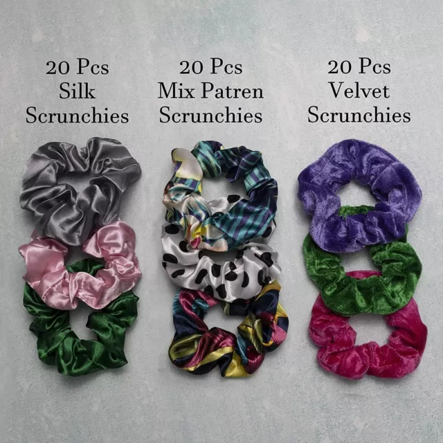 Artecrafto 60 Pcs Hair Scrunchies Velvet Scrunchies Silk Scrunchies Pack Elastic 2