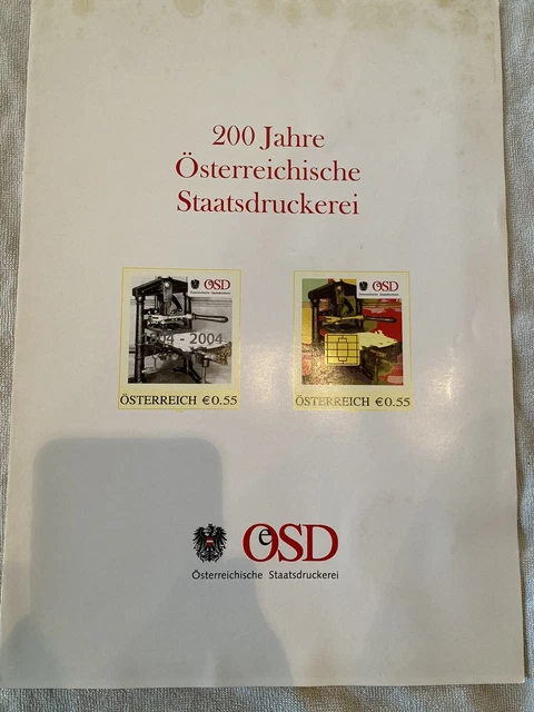 personalisierte Briefmarke - Mappe 200 Jahre österreichische Staatsdruckerei
