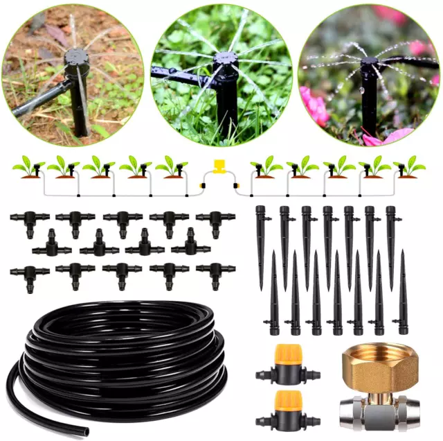 Hiraliy Garden Lawn 91.8FT Drip Irrigation Kit Automatic Plant Watering System