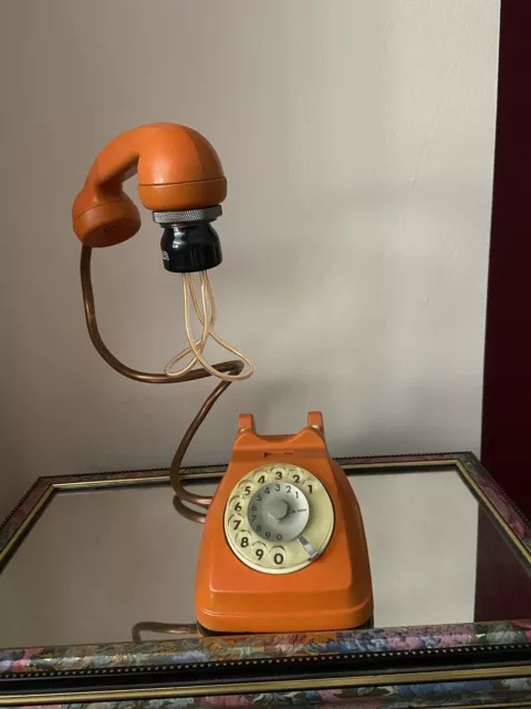 Bellissima lampada telefono a disco sip Arancione  vero vintage no riproduzione