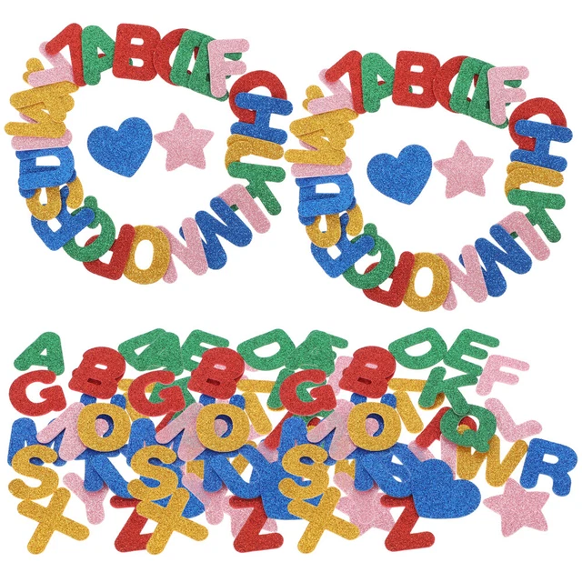 5 BAGS SELF Adhesive Alphabet Stickers Colored Foam Glitter Letters