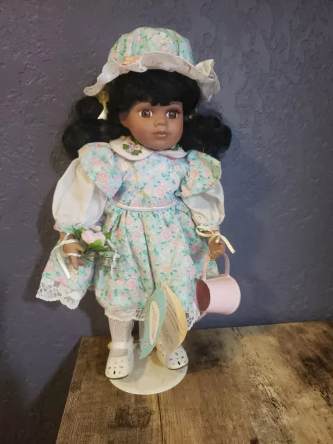 Vintage Noble Heritage Collection Porcelain Doll, Spring time, African American