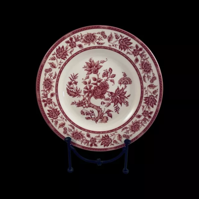 Queen's Indian Tree Salad Plate Stoneware 8-1/2” Red Pink