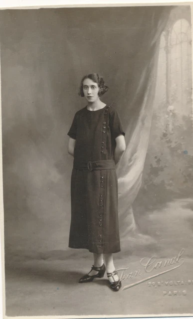 Jean Canal Paris Young Woman Fashion Dress Studio Standing Women Photo Card