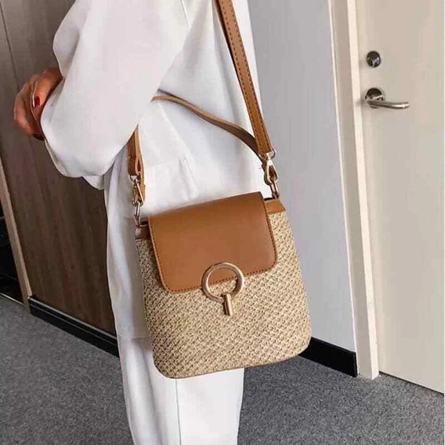 Sac Bandoulière En Paille Marron Pour Femme - Neuf Sans étiquette, Léger Et Pratique
