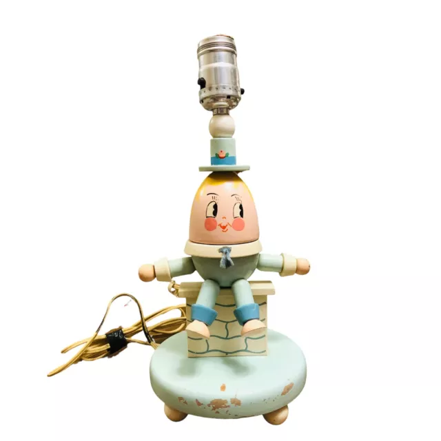Humpty Dumpty Lamp Nursery Plastic Inc. Baby Blue Vintage Decor Wooden