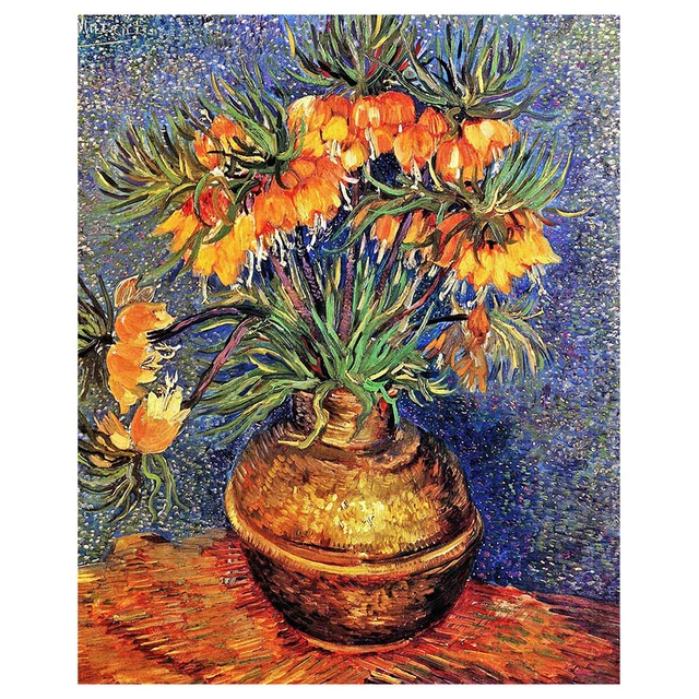 Cuadro Lienzo, Impresión Digital - Fritillaries En Un Jarrón De Cobre - Vincent