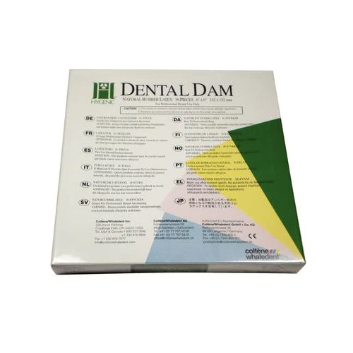 Coltene H02147 Hygenic Rubber Dental Dams 6"x6" Medium Green 36/Bx EXP Jan 2024