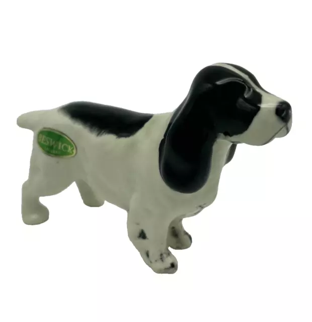 Beswick English Springer Spaniel Porcelain Dog England Figurine Black White EUC