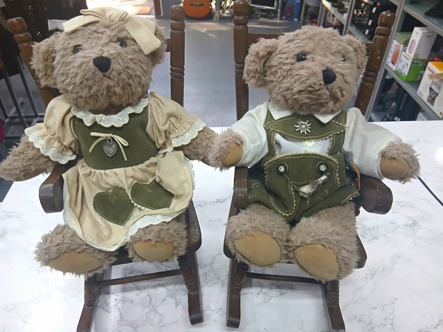 Bear Rocker INTERPRÄSENT GMBH G. Wurm 2x Plush Teddy Bears Clothed w/ Rocking ...