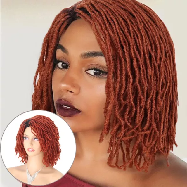 DreadLock Wigs African Faux Locs Braided Wigs Short Curly Wig Afro Bob Wig