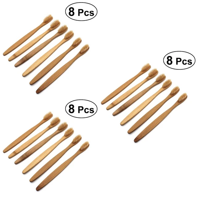 24 piezas Cepillo de dientes de bambú madera natural cepillo de dientes ecológico con cerdas