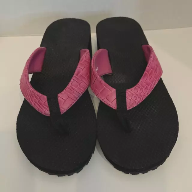 SPEEDO Women’s Size 8 Wedge Heel Flip Flop Thong Slip On Sandals Black/Pink EXC