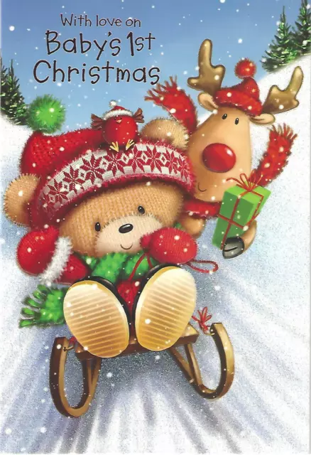 Cute Babys 1st Christmas Card First Bear Xmas Assorted Designs FREE UK P&P