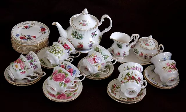 ROYAL ALBERT PORCELLANA FLOWER OF THE MONTH SERVIZIO THè TEA OGGETTI A SCELTA