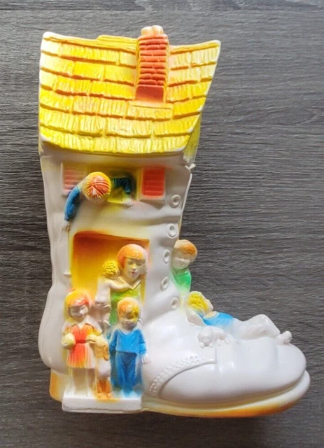 Vintage 1970's SANITOY “Old Woman Who Lived in a Shoe” Plastic Coin Bank