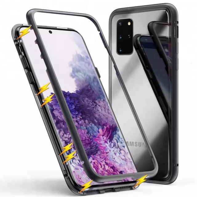 Magnet Bumper Case für Galaxy S7 edge S8 S9 Plus Handy Hülle Glas Metall Hülle