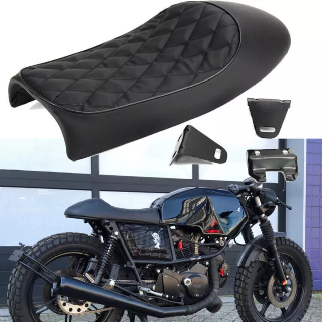 Universal Motorcycle Cafe Racer Flat Seat Saddle for Yamaha Honda CG125 GN Black