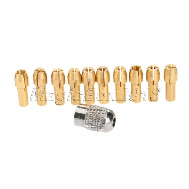 10pcs 0.5mm-3.2mm Brass Collets Chuck Drill & 1pcs Electric Mill Shaft Screw Cap