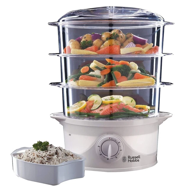 Rustle Food RUSSELL HOBBS FOOD Steamer 3 Tier with 1L Rice Bowl & 60 Minute Timer ...