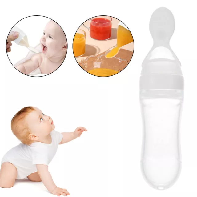 Squeezing Feeding Bottle Silicone Newborn Baby Training Rice Spoon Feeder M1