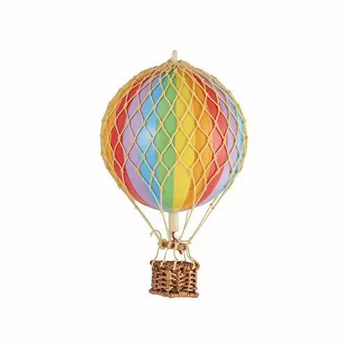 Durable Floating The Skies Hot Air Helium Filled Balloon Rainbow w/ Small Basket