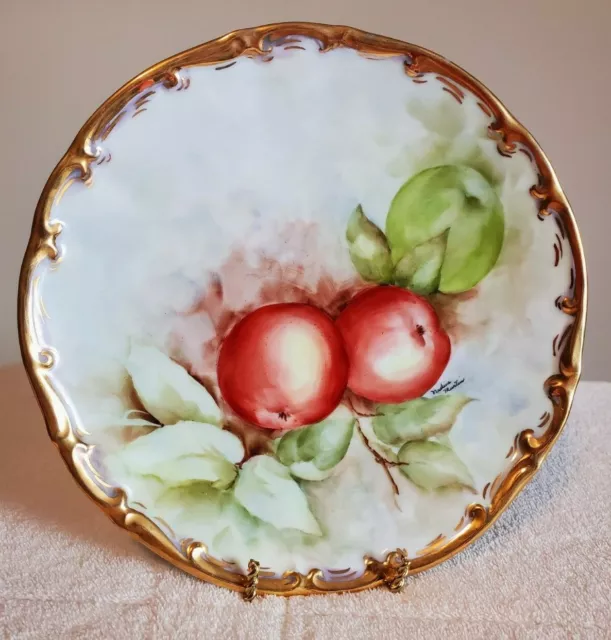 Bareuther Waldsassen Bavaria Germany Handpainted Nadine Martin Fruit Plate Gold