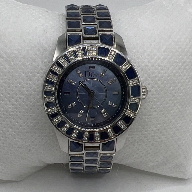 CHRISTIAN DIOR CHRISTAL  CD11211 Mother of Pearl Blue Dial Set with Diamonds 28m