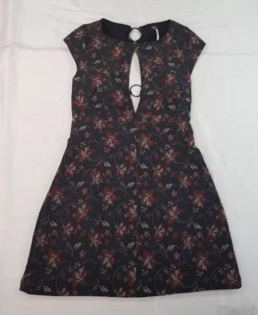 Mini Abito Vintage Jackquard Floreale Free People Say Yes Taglia 2Uk Xxs