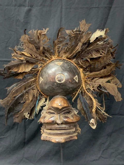 African Art Chokwe Mask With Metal Stand 2