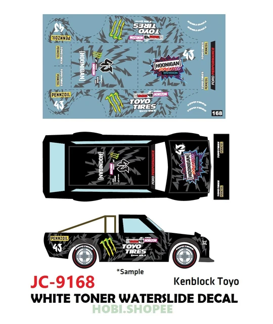 1:64 Scale Ken Block Porsche Waterslide Decals – White Toner – JC-9447 – Hot Wheels Custom