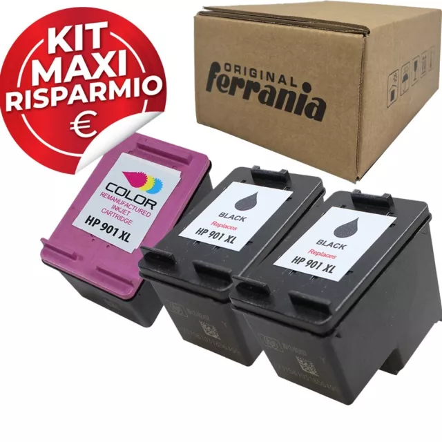 3 Cartucce HP901XL Nero HP901XL CO per Officejet 4500, J4580, J4600, J4680