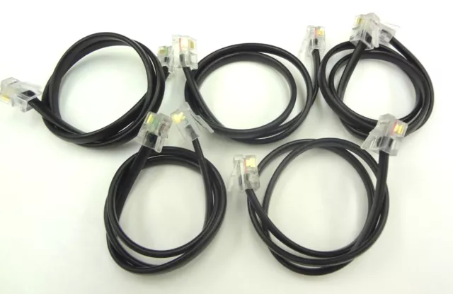 5-Pack IPC Cable RJ9 4P4C to RJ11 6P4C for Wireless Headset Base to Dealerboards