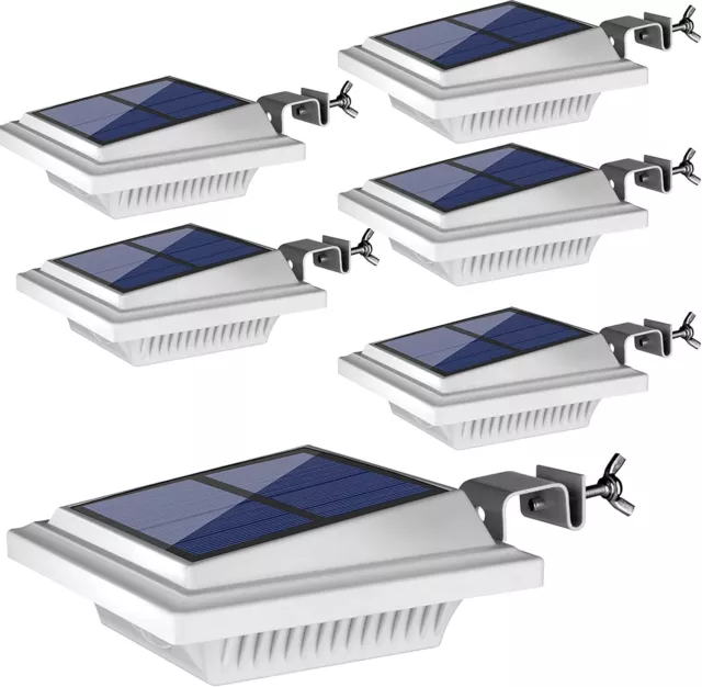 6Pack 40LEDs Solar Fence Gutter Lights Wall Light Garden Yard Lamp Cool Light