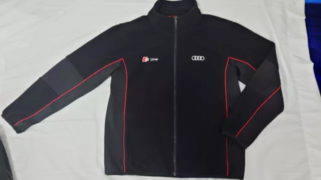 Audi S Line Sweatjacke Jacke Vlies Fleece Pullover Echtwolle Gr. XL schwarz