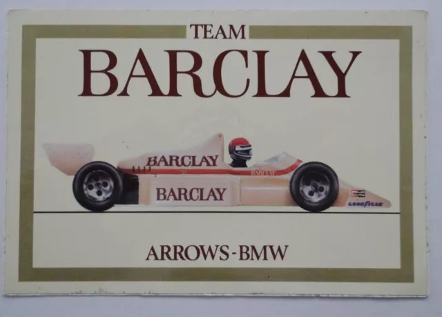 Werbe-Aufkleber Team Barclay Arrows BMW Formula One F1 Formel Eins 80er