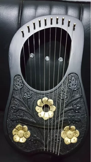 Lyre Harp Black Rosewood 10 Metal Strings Golden Flowers/Rosewood Lyre Harp 10