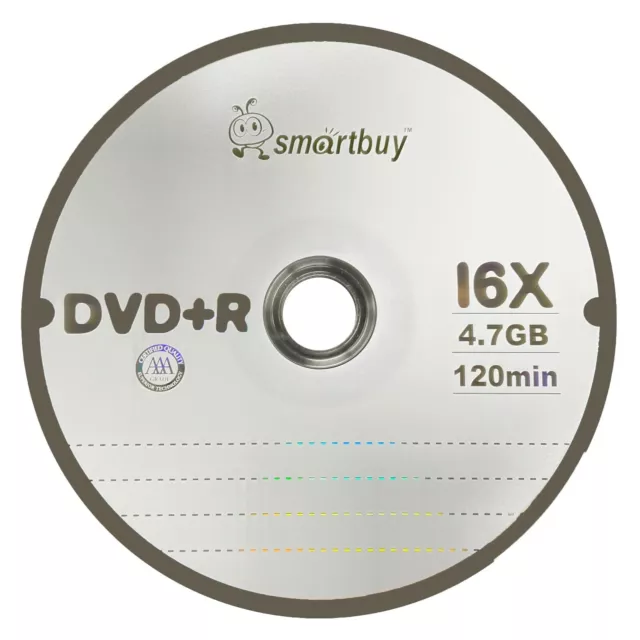 500 Pack Smartbuy 16X DVD+R 4.7GB Logo Top Data Video Blank Media Record Disc 3