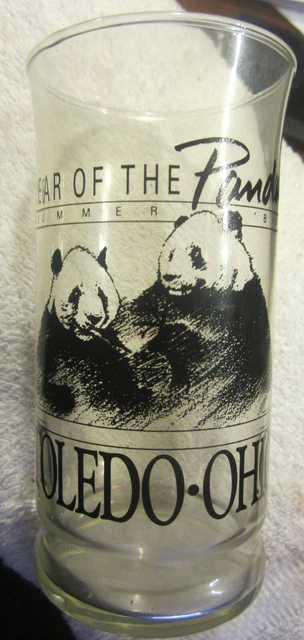 1 Vintage 1988 Toledo Ohio Year of the Panda Drink Glass Toledo Zoo ,bear