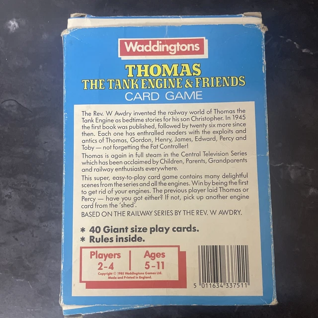 VINTAGE WADDINGTONS THOMAS The Tank Engine & Friends Card Game 1985 ...